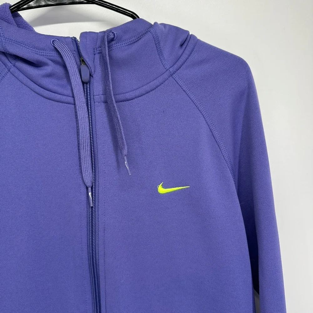 Nike Therma-FIT Hoodie Womens Medium Purple Full Zip Fleece Sweatshirt Active